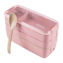 Load image into Gallery viewer, 900ml Portable Healthy Material Lunch Box 3 Layer Wheat Straw Bento Boxes Microwave Dinnerware Food Storage Container Foodbox