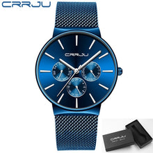 Load image into Gallery viewer, reloj hombre 2019 CRRJU Top Brand Luxury Men Watches Waterproof Ultra Thin Date Wrist Watch Male Mesh Strap Casual Quartz Clock