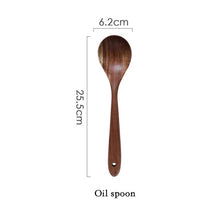 Load image into Gallery viewer, Thailand Teak Natural Wood Tableware Spoon Ladle Turner Long Rice Colander Soup Skimmer Cooking Spoons Scoop Kitchen Tool Set