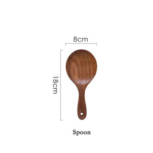 Thailand Teak Natural Wood Tableware Spoon Ladle Turner Long Rice Colander Soup Skimmer Cooking Spoons Scoop Kitchen Tool Set