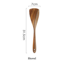 Load image into Gallery viewer, Thailand Teak Natural Wood Tableware Spoon Ladle Turner Long Rice Colander Soup Skimmer Cooking Spoons Scoop Kitchen Tool Set