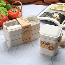 Load image into Gallery viewer, 900ml Portable Healthy Material Lunch Box 3 Layer Wheat Straw Bento Boxes Microwave Dinnerware Food Storage Container Foodbox