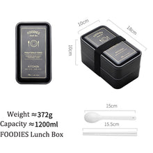 Load image into Gallery viewer, Portable Rectangular Lunch Box Double Plastic Health Material Bento Box 1200ml Microwave Tableware Food Storage Container Lunch