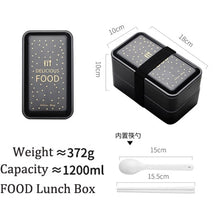 Load image into Gallery viewer, Portable Rectangular Lunch Box Double Plastic Health Material Bento Box 1200ml Microwave Tableware Food Storage Container Lunch