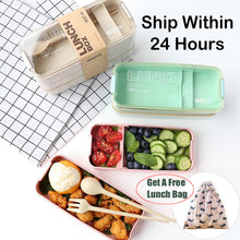 Load image into Gallery viewer, 900ml Portable Healthy Material Lunch Box 3 Layer Wheat Straw Bento Boxes Microwave Dinnerware Food Storage Container Foodbox