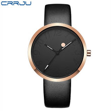 Load image into Gallery viewer, New Arrival CRRJU Leather Strap Quartz Watches Fashion Formal Analog Japan Movement Waterproof Ladies Dress Watch Clock Women