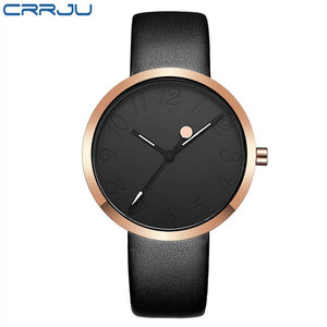 New Arrival CRRJU Leather Strap Quartz Watches Fashion Formal Analog Japan Movement Waterproof Ladies Dress Watch Clock Women