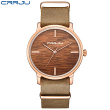 Load image into Gallery viewer, CRRJU Women Fashion Simulation Wooden Color Watches Men Quartz Casual wooden lover&#39;s Leather Strap Wristwatch Relogio Masculino