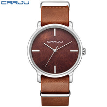 Load image into Gallery viewer, CRRJU Women Fashion Simulation Wooden Color Watches Men Quartz Casual wooden lover&#39;s Leather Strap Wristwatch Relogio Masculino