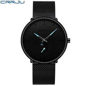 relogio masculino Crrju Watch Men Military Quartz Watch Mens Watches Top Brand Luxury Stainless Steel Sports Wristwatch Clock