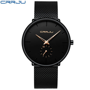 relogio masculino Crrju Watch Men Military Quartz Watch Mens Watches Top Brand Luxury Stainless Steel Sports Wristwatch Clock