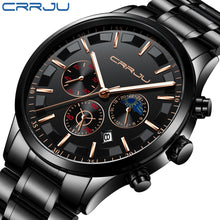 Load image into Gallery viewer, CRRJU Mens Watches Top Brand Luxury Sport Quartz All Steel Male Clock Military Camping Waterproof Chronograph Relogio Masculino