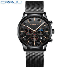 Load image into Gallery viewer, CRRJU Mens Watches Top Brand Luxury Sport Quartz All Steel Male Clock Military Camping Waterproof Chronograph Relogio Masculino