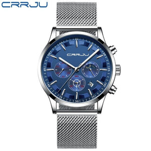 CRRJU Mens Watches Top Brand Luxury Sport Quartz All Steel Male Clock Military Camping Waterproof Chronograph Relogio Masculino